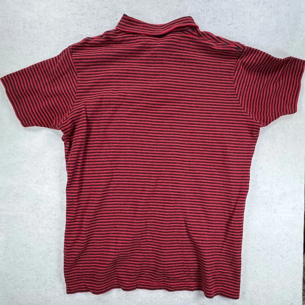 Polo Ralph Lauren Mens XL Red Black Striped Short Sleeve Pocket Polo Shirt